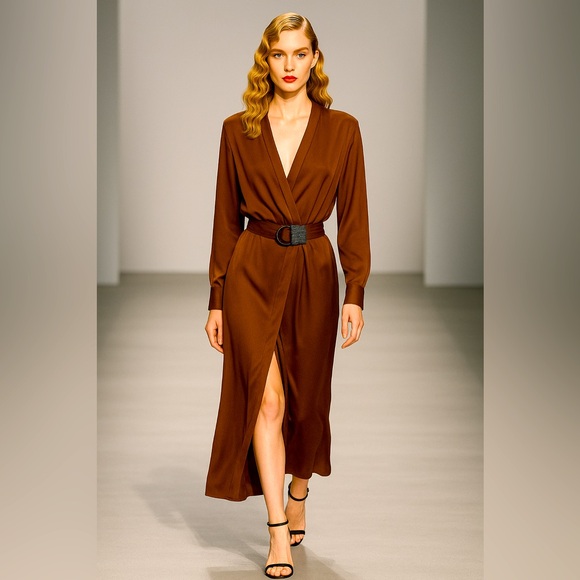 Brunello Cucinelli Dresses & Skirts - 💎Brunello Cucinelli - Silk Cady V-neck Wrap dress